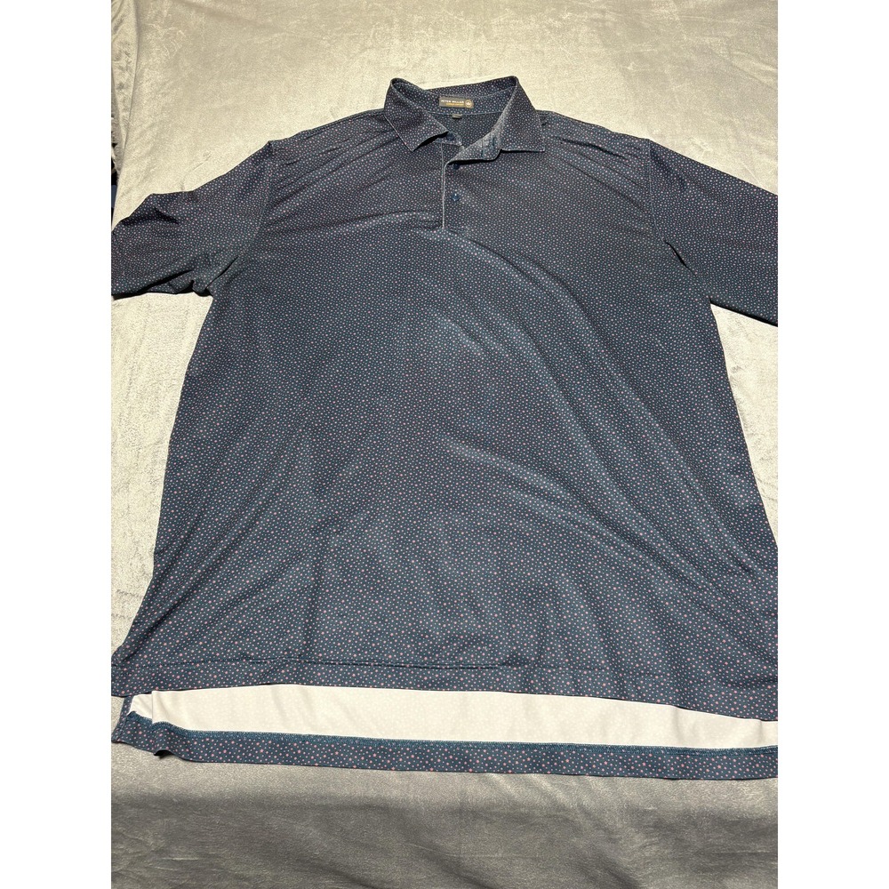 Peter Millar Polo Shirt Mens XL Blue Star Print Summer Comfort Golf Performance